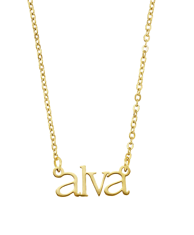 ripple pendant necklace-Sleek Name Necklace 18ct Gold Vermeil