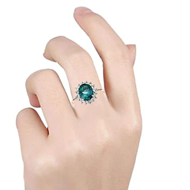 emerald stone ring-Rose Gold Over Sterling Silver London Blue Topaz Ring