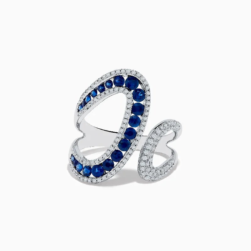 interlocked promise ring-Royal Bleu 14K White Gold Blue Sapphire and Diamond Ring