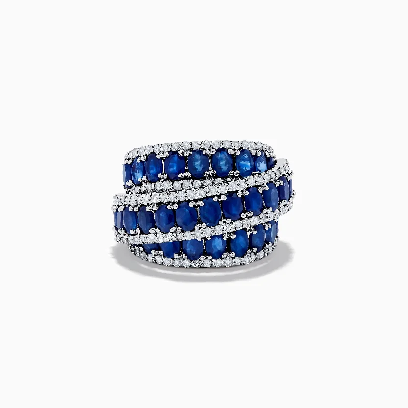 retro turquoise ring-Royal Bleu 14K White Gold Sapphire and Diamond Ring