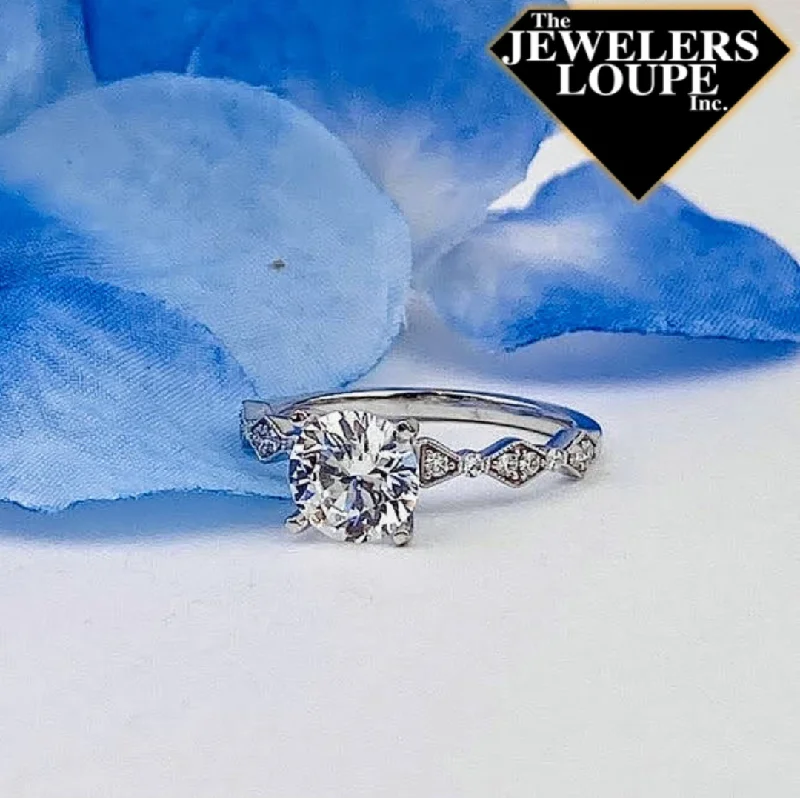 slender promise ring-S. Kashi 14K White Gold .13ctw Diamond Engagement Ring Semi-Mount (94261)