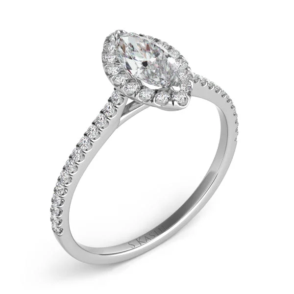 sprig diamond ring-S. Kashi 14K White Gold .53ctw Marquise Halo Diamond Engagement Ring (82572)