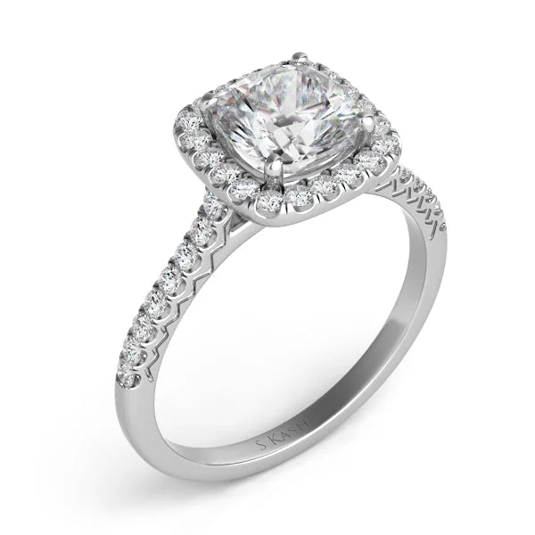 sprig diamond ring-S. Kashi 14K White Gold .61ctw Diamond Halo Engagement Ring (87354)