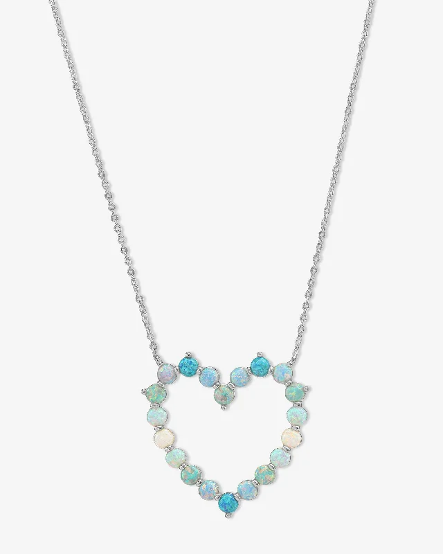 interlocked gold necklace-She's an Icon Ombré Heart Necklace - Silver|Blue Opal Ombré