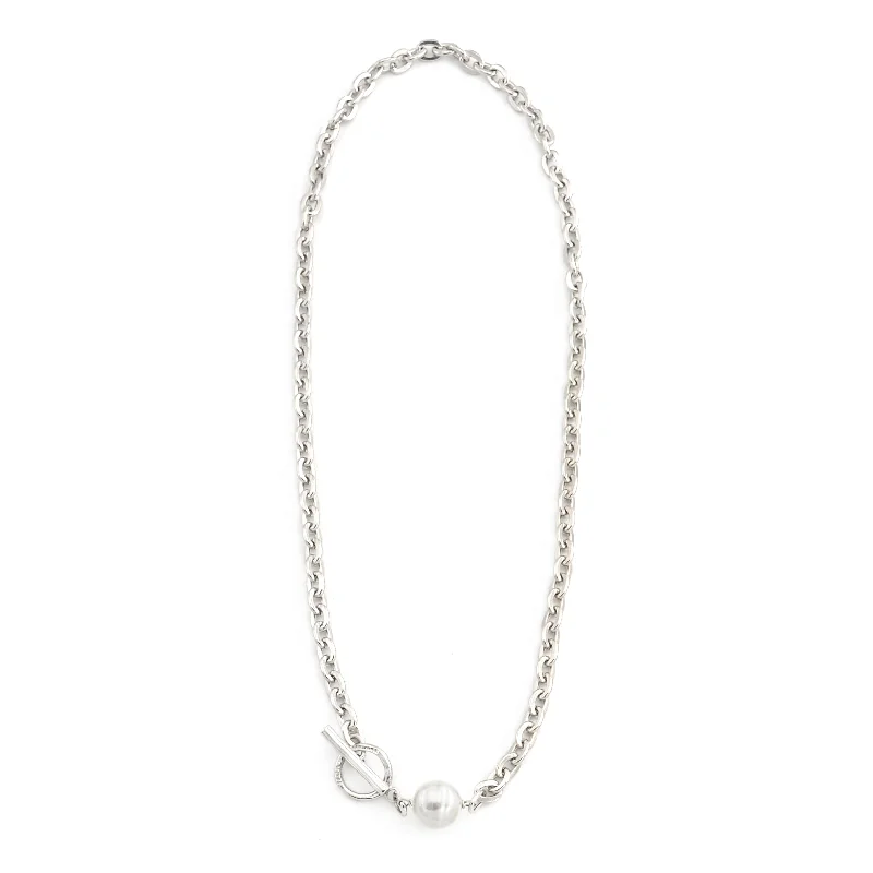 aquamarine layered necklace-Pewter Necklace