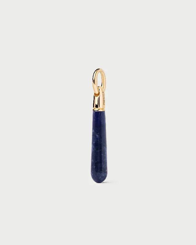 sculpted silver necklace-Sodalite large Drop pendant