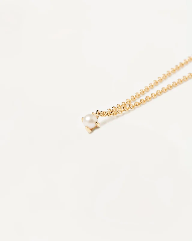 bronze chain necklace-Solitary Pearl Necklace