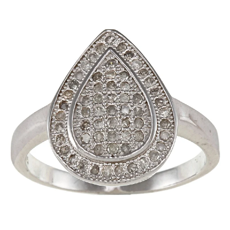 slender stacking ring-Sterling Silver 1/2ct TDW Diamond Pave Teardrop Ring (G-H, I2)