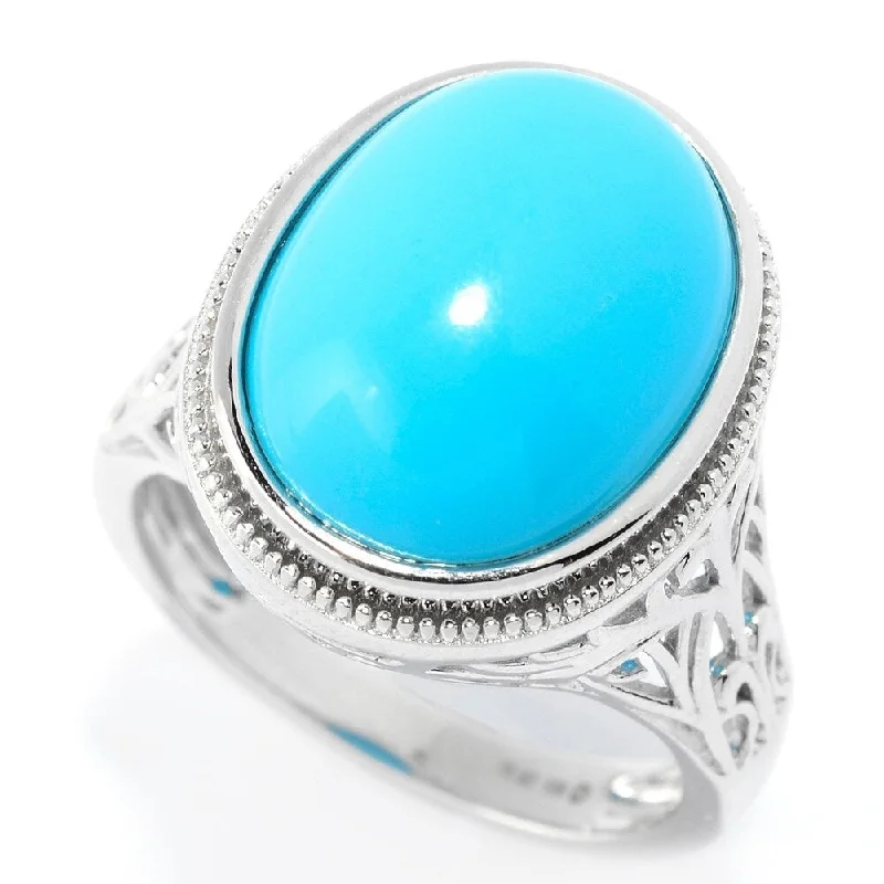 pearl coiled ring-Sterling Silver 16 x 12mm Oval Sonora Beauty turquoise Scrollwork Ring