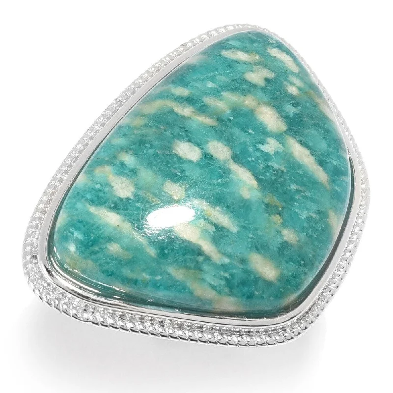 lustrous gold ring-Sterling Silver 27 x 19mm Amazonite Ring