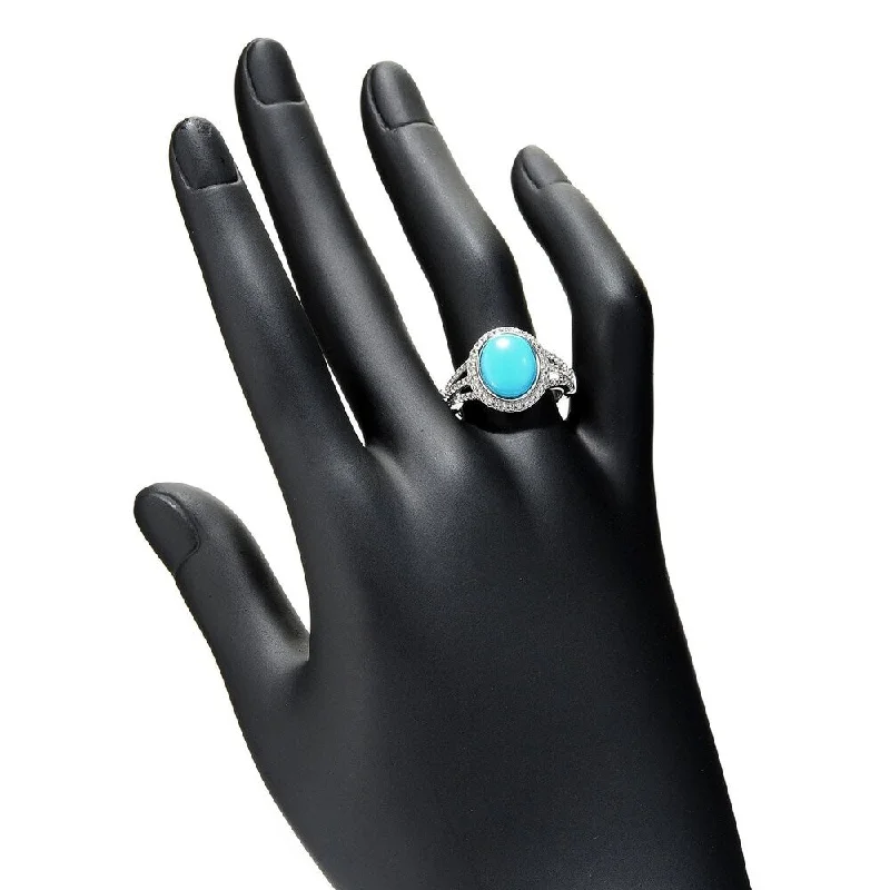 ripple-shaped band ring-Sterling Silver Sonora Beauty Turquoise & White Topaz Ring