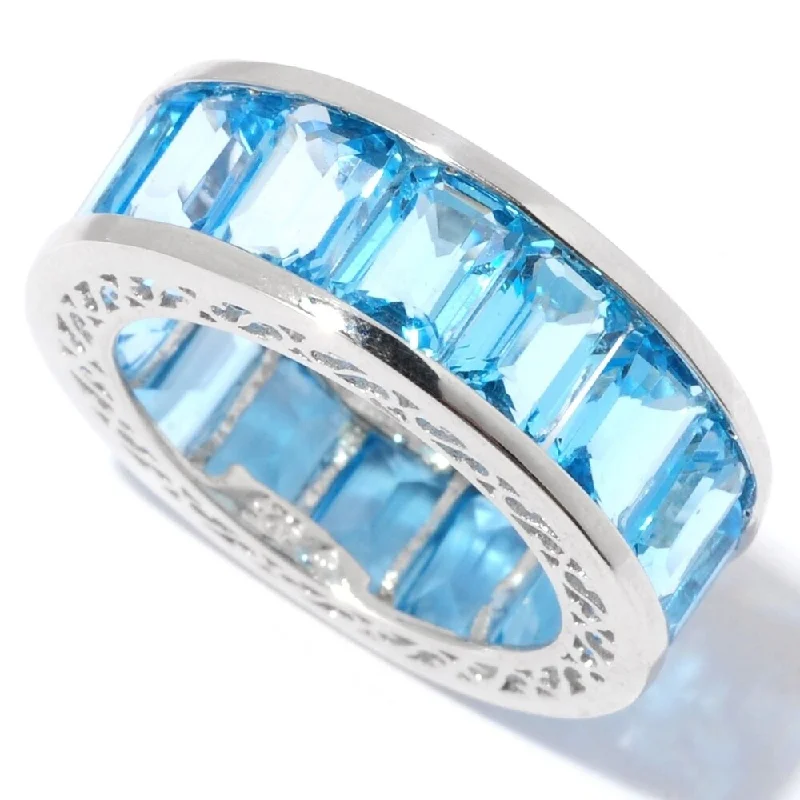 sprig sapphire ring-Sterling Silver Swiss Blue Topaz Band Ring