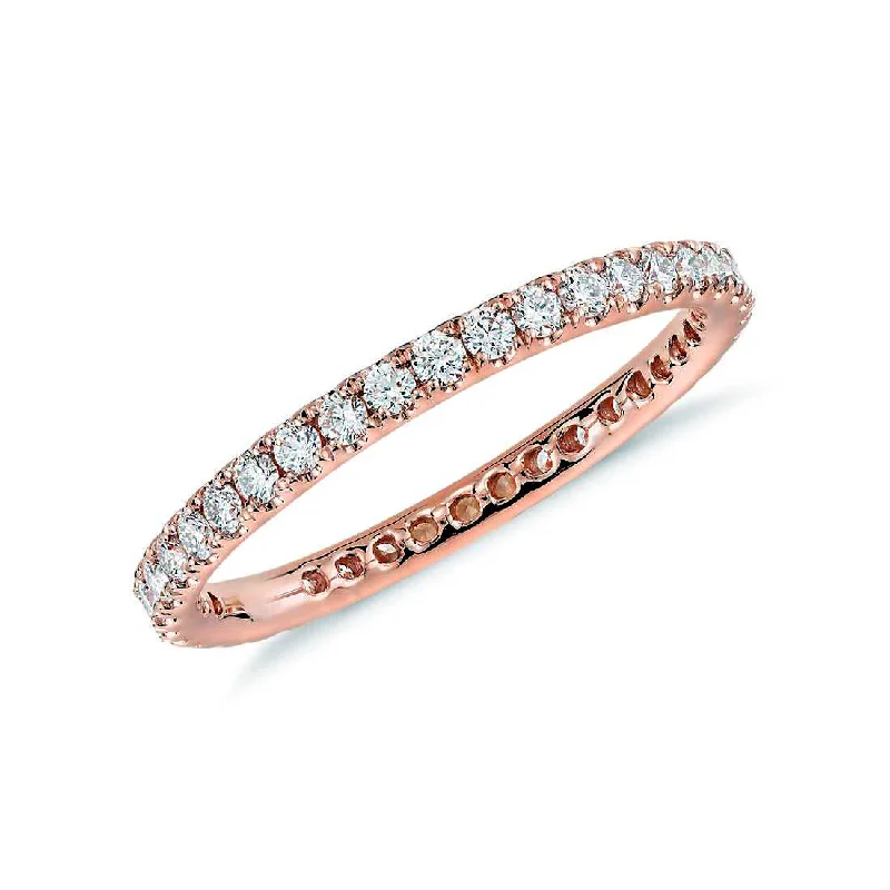 floral-themed stack ring-Suzy Levian 14K Rose Gold 1/2 ct TDW Diamond Eternity Band Ring