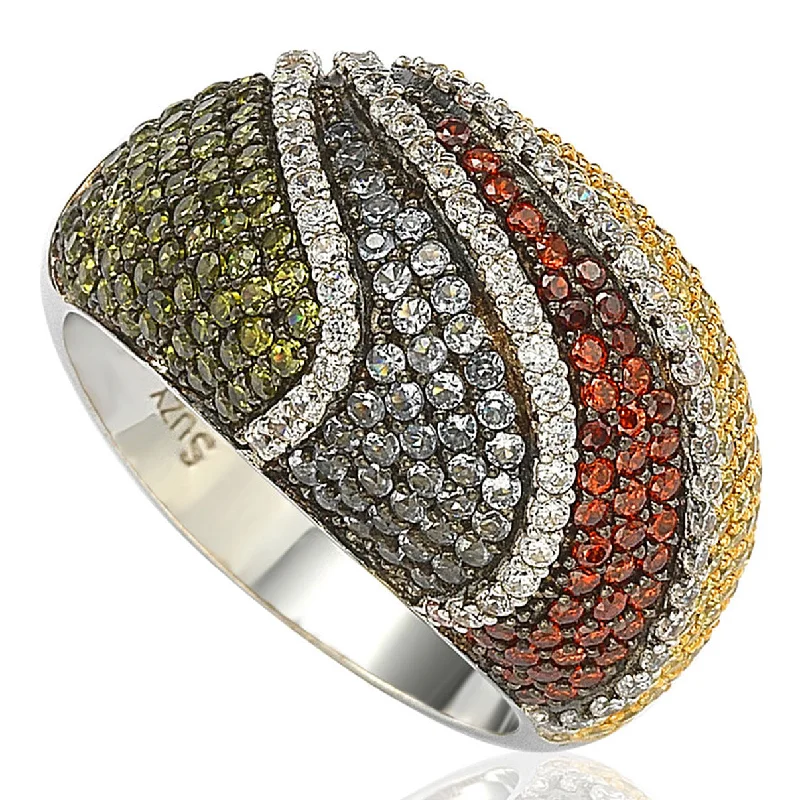 lustrous gold ring-Suzy Levian Exotic Sterling Silver Cubic Zirconia Ring