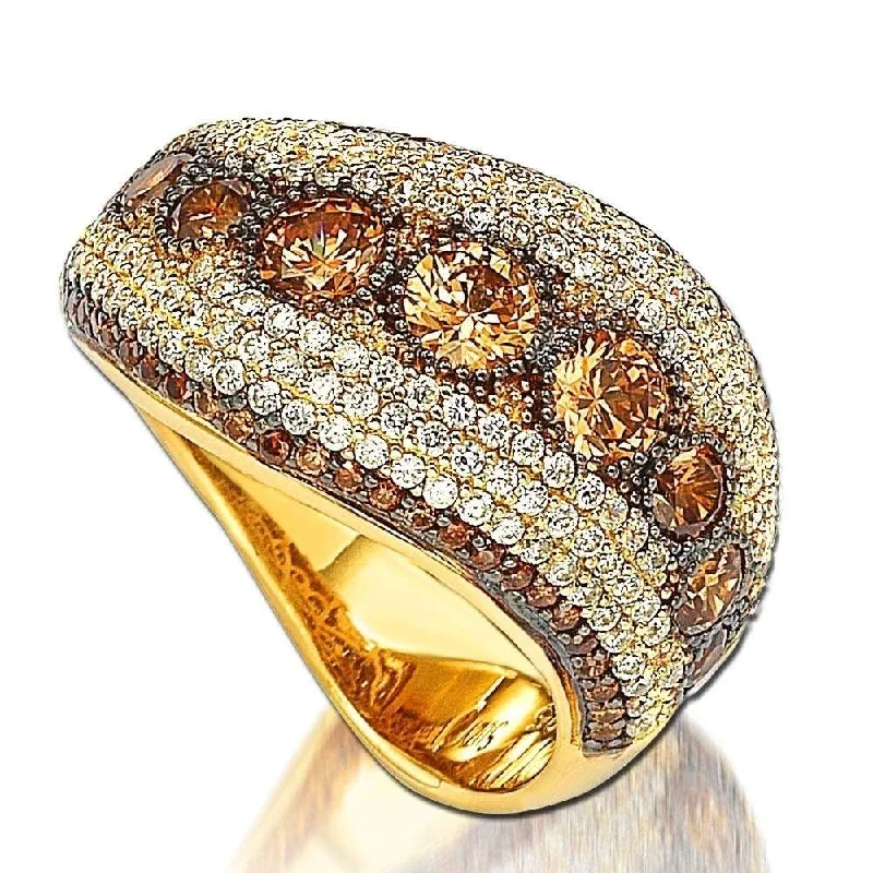 floral-themed stack ring-Suzy Levian Golden Sterling Silver Chocolate Cubic Zirconia Ring