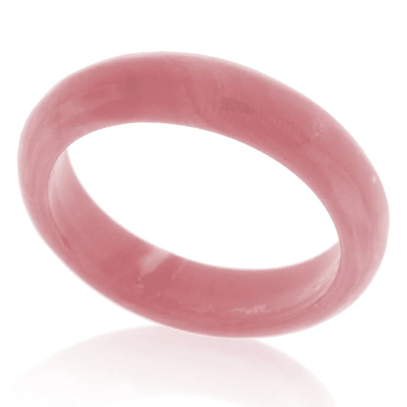 slender gold ring-Suzy Levian Italian Hand Carved 6.3ct Natural Pink Coral Gem Eternity Band Ring