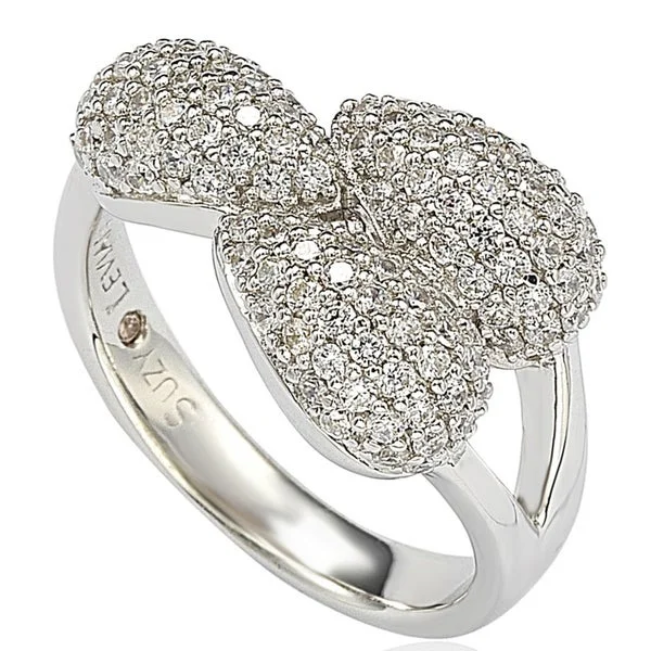 sprig eternity ring-Suzy Levian Pave Cubic Zirconia Sterling Silver Ring