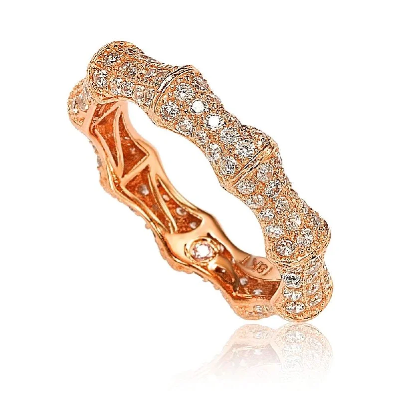 sturdy statement ring-Suzy Levian Rosed Sterling Silver Cubic Zirconia Eternity Band - Pink