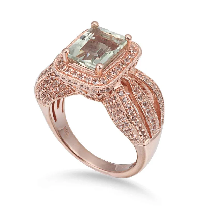 morganite promise ring-Suzy Levian Sterling Silver 4.6 cttw Green Amethyst Ring