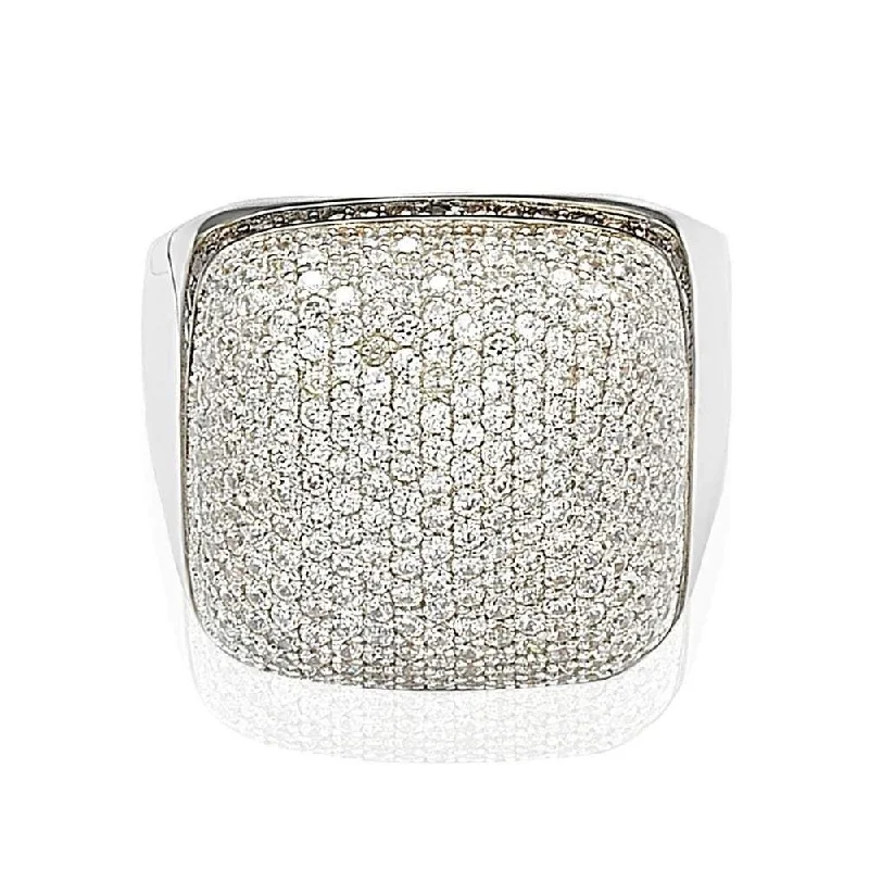 interlocked promise ring-Suzy Levian Sterling Silver Brown and White Cubic Zirconia Micro Pave Dome Ring