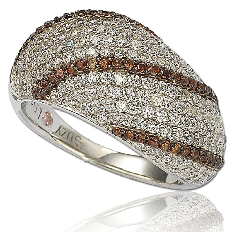 extravagant cocktail ring-Suzy Levian Sterling Silver Cubic Zirconia Brown Brown Ring