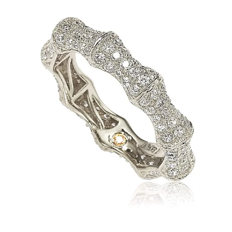 floral-themed stack ring-Suzy Levian Sterling Silver Cubic Zirconia Eternity Band - White