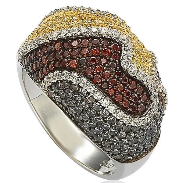 adaptable birthstone ring-Suzy Levian Sterling Silver Cubic Zirconia Multi-Color Wavy Ring