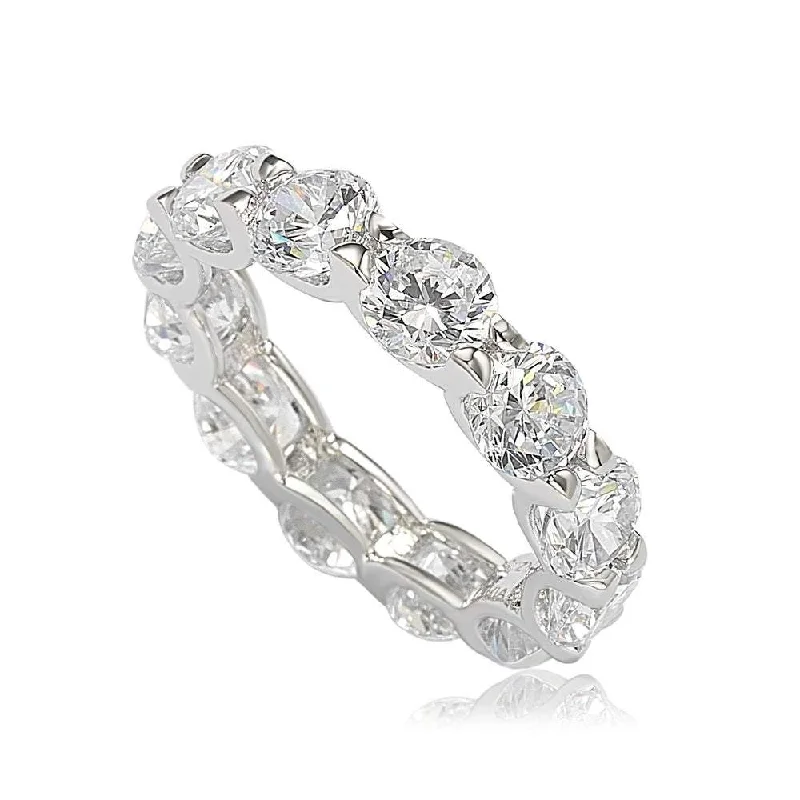 retro aquamarine ring-Suzy Levian Sterling Silver Cubic Zirconia Round U-Shape Eternity Band