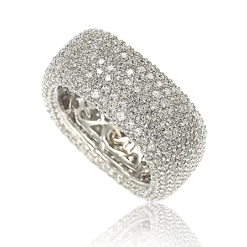 sprig eternity ring-Suzy Levian Sterling Silver Cubic Zirconia Square Pave Eternity Ring