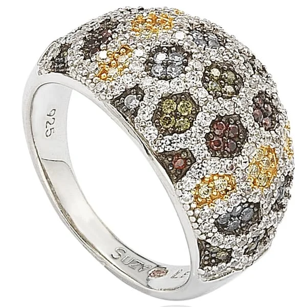 gleaming diamond ring-Suzy Levian Sterling Silver Pave Cubic Zirconia Ring