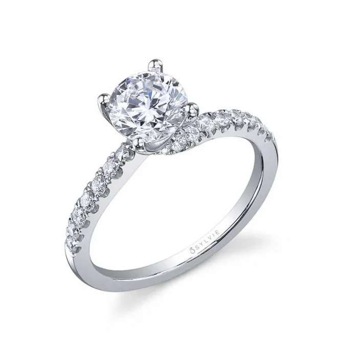 raw silver ring-Sylvie 14K White Gold .27ctw Diamond Engagement Ring Semi-Mount (90617)