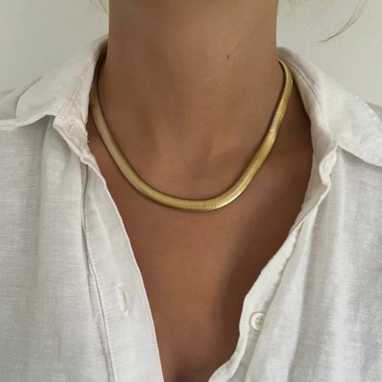 fluid modern necklace-Thick herringbone