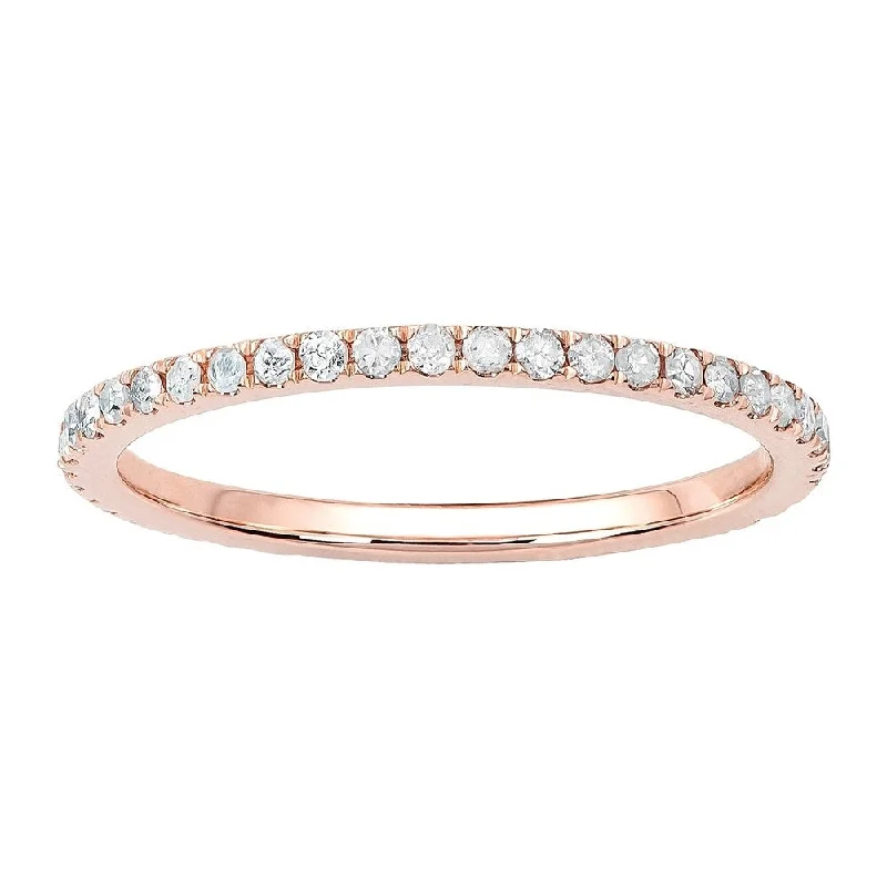 engraved name ring-Viducci 10k Rose Gold 1/2ct Pave Eternity Diamond Wedding Band