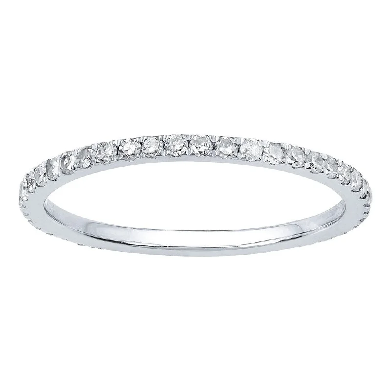 slender stacking ring-Viducci 10k White Gold 1/2ct Pave Eternity Diamond Wedding Band