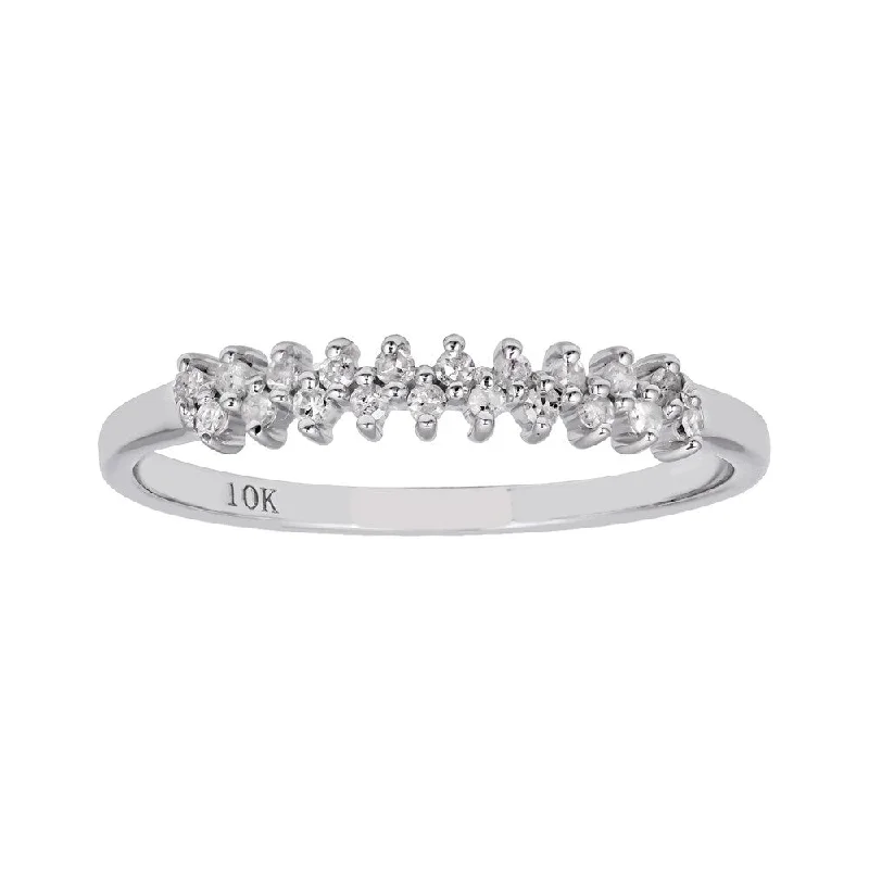 retro-style promise ring-Viducci 10k White Gold Two-Row 1/5ct Diamond Wedding Anniversary Ring