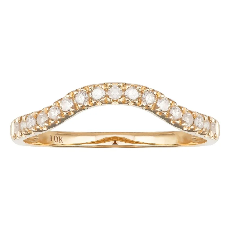 interlocked knot ring-Viducci 10k Yellow Gold 1/4ct TDW Curved Diamond Band (G-H, I1-I2)