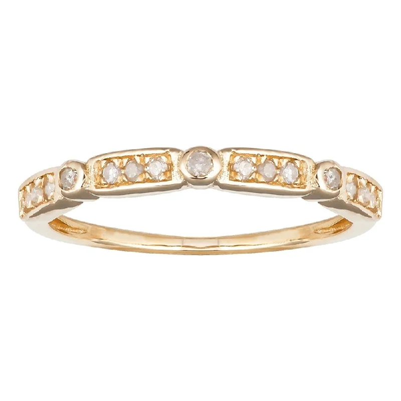 slender birthstone ring-Viducci 10k Yellow Gold 1/6ct TDW Pave Diamond Vintage-styled Stackable Ring