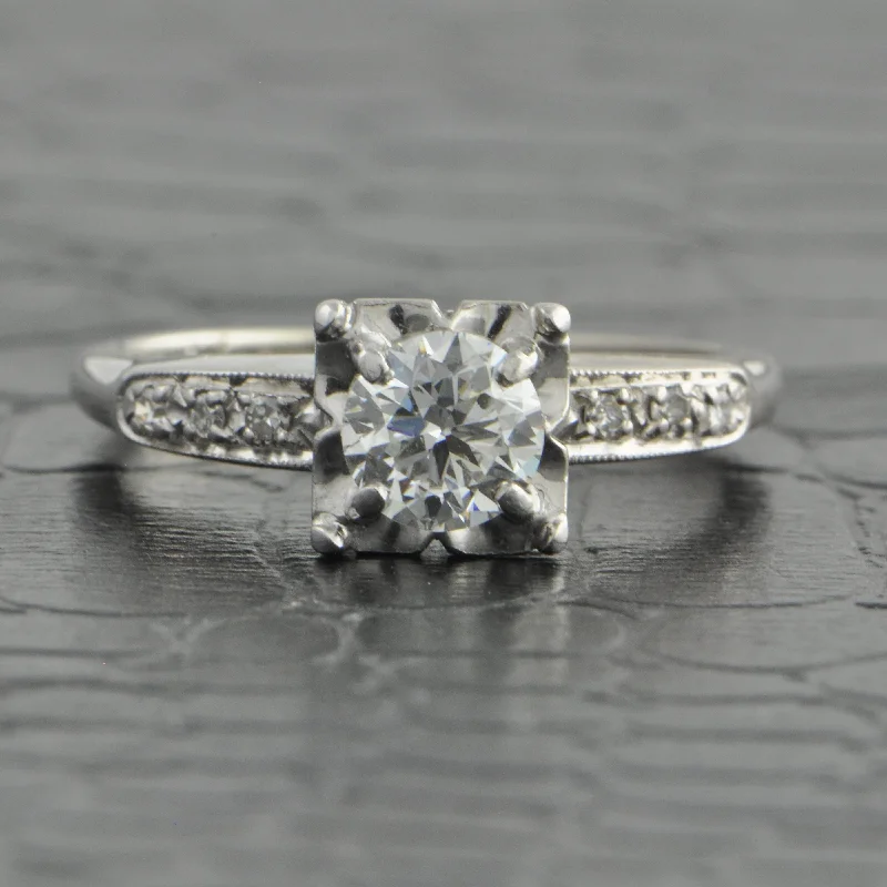 extravagant cocktail ring-Vintage 1930s-40s Orange Blossom Old European Cut Diamond Engagement Ring