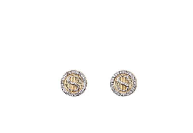 rose gold interlocked earrings-0.20 Money Sign Diamond Earrings