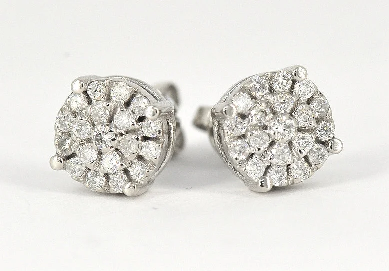 furrowed silver earrings-0.50 CTTW Cluster Diamond Custom Earrings