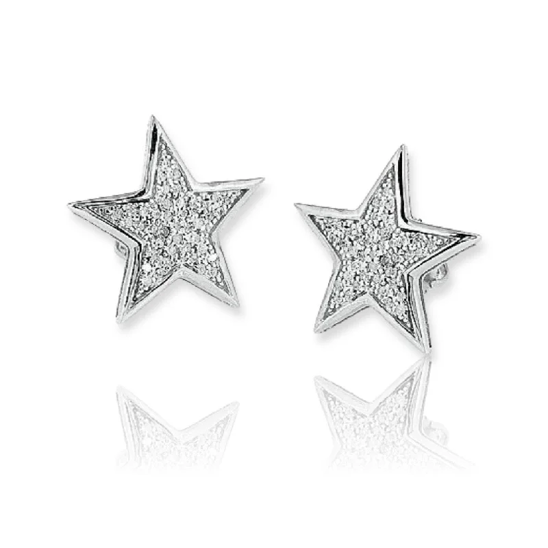 pearl interlocked earrings-10KW 0.25CTW DIAMOND STAR EARRING