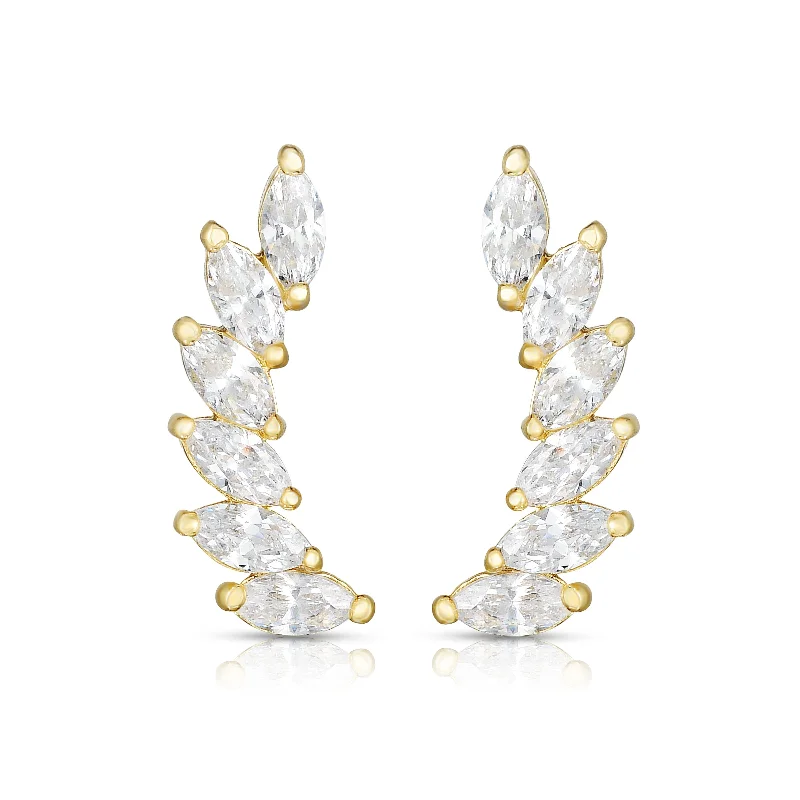 drifter aquamarine earrings-14K Gold Marquise CZ Ear Climber