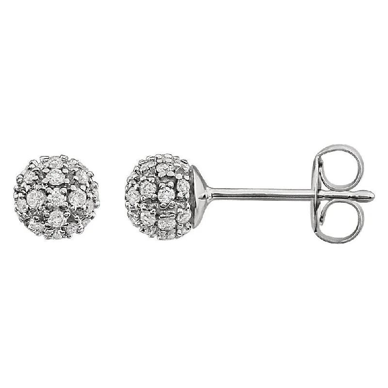 sprig dangle earrings-14k White Gold 1/4 CTW Diamond Cluster Stud Earring for Women