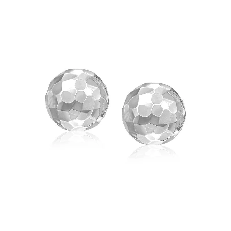 extravagant statement earrings-14k White Gold 7mm Round Faceted Style Stud Earrings