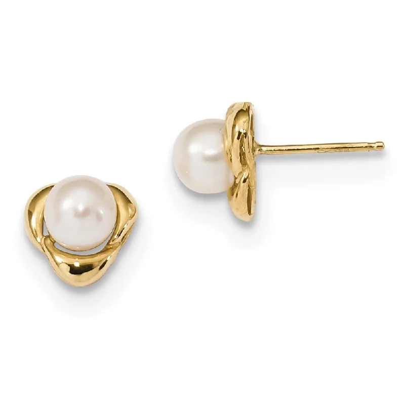 retro emerald earrings-14k Yellow Gold 5-6mm White Near Freshwater Cultured Pearl Stud Earrings (L-8 mm, W-8 mm)