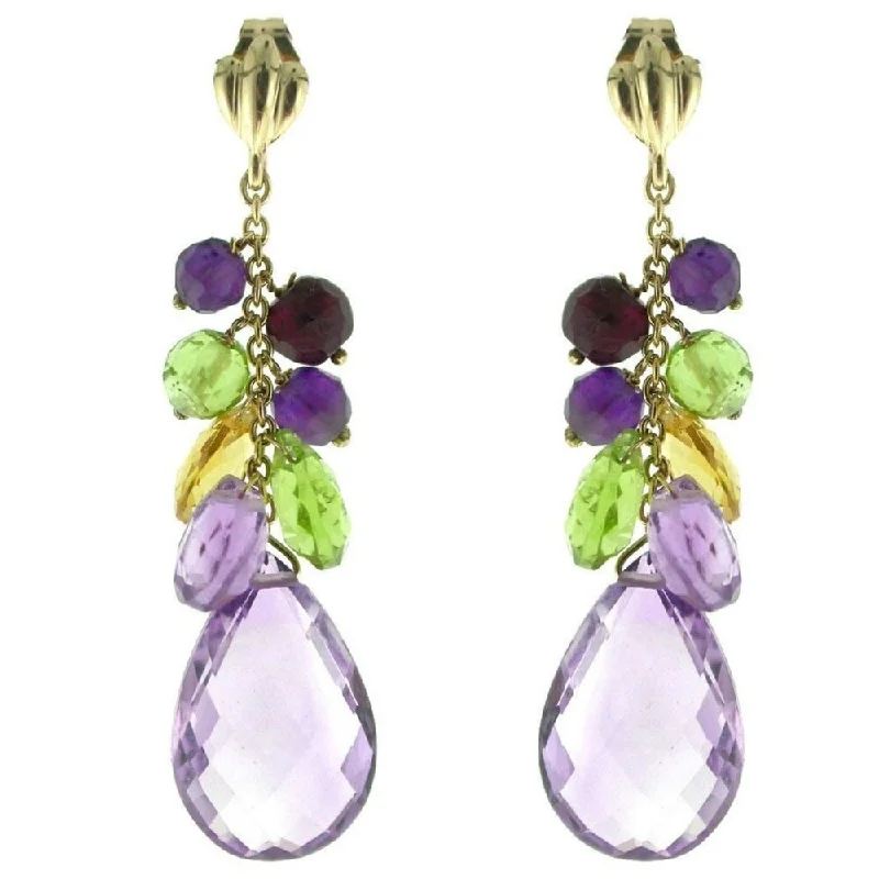 ancestral pearl earrings-14k Yellow Gold Amethyst Dangle Earrings