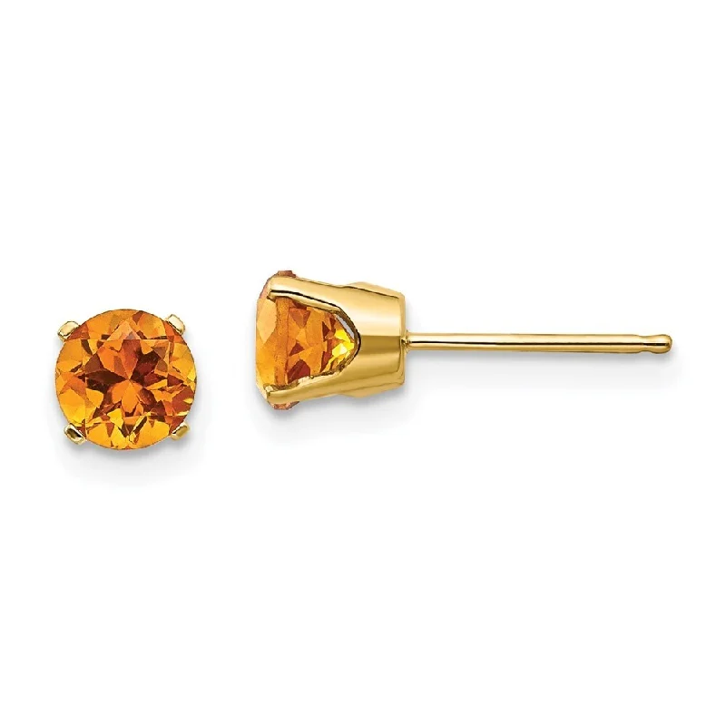 fluid stud earrings-14k Yellow Gold Citrine Stud Earrings - November (L-5 mm, W-5 mm)