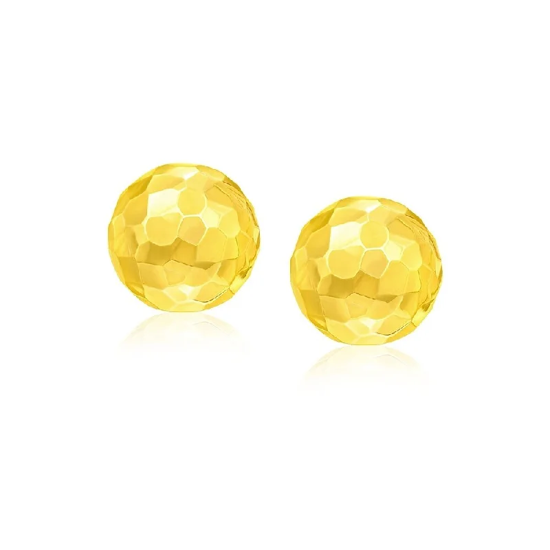 ripple-shaped earrings-14k Yellow Gold Round Faceted Style Stud Earrings