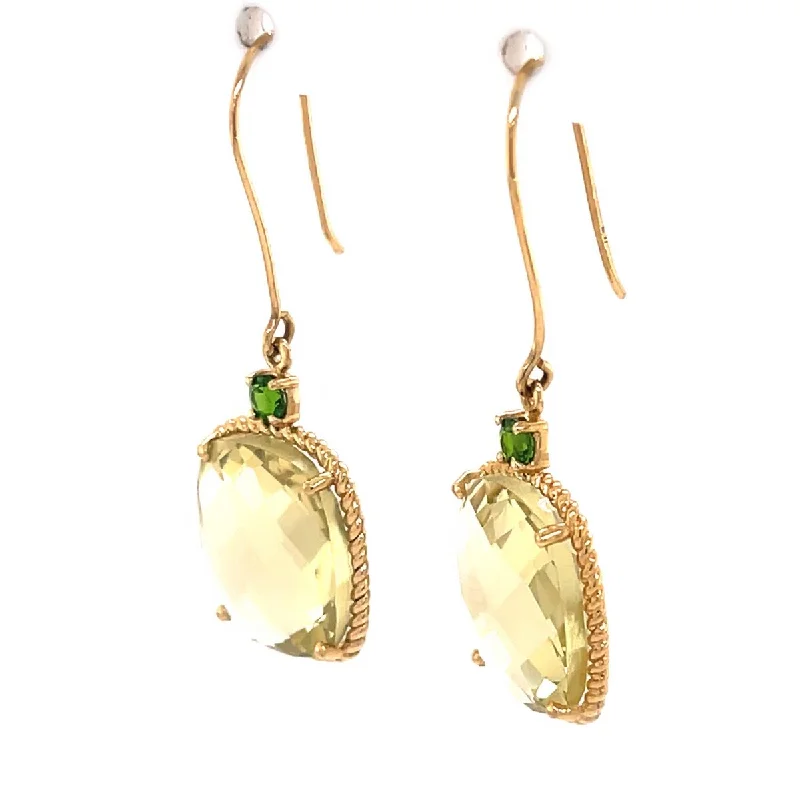 tech rivet earrings-14Kt Yellow Gold Blue Apatite and Lemon Quartz Earrings