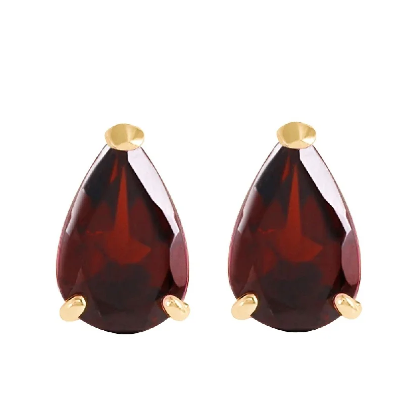 chiseled hoop earrings-3.15 Carat 14K Solid Gold Stud Earrings Natural Garnet